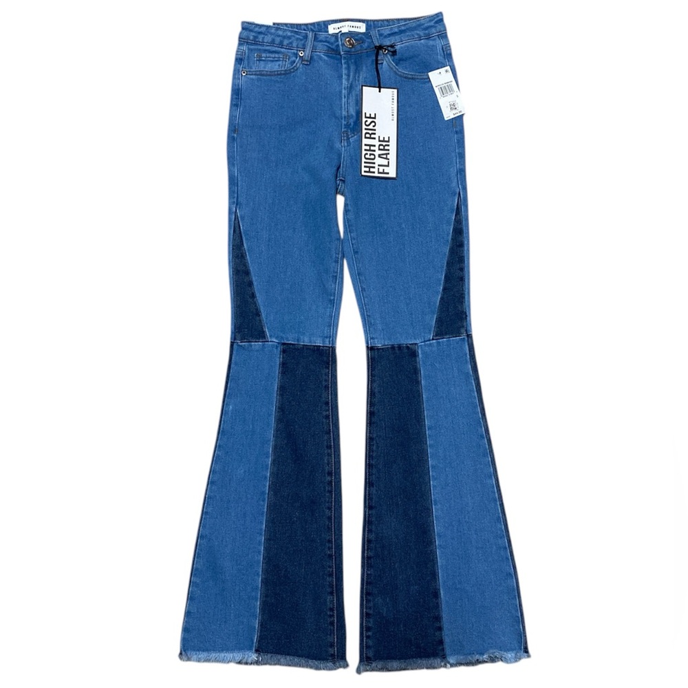 Almost Famous High Rise Flare Jeans Women’s 5 Color Block Denim Wide Leg Casual